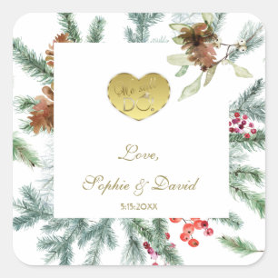 Winter 50. Hochzeit machen wir noch Quadratischer Aufkleber