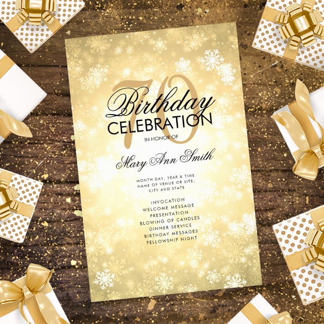 Winter 70. Geburtstag Programm Gold Wonderland Men Flyer (Von Creator hochgeladen)