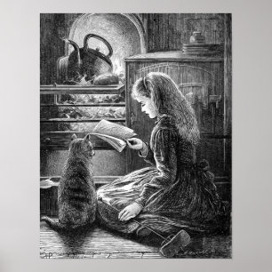 Winter-Abends-Vintage Illustration Poster