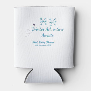 Winter-Abenteuer erwartet Babyparty blaue Schneefl Dosenkühler