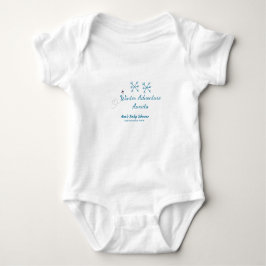 Winter Adventure awaits baby shower blue snowflake Strampler
