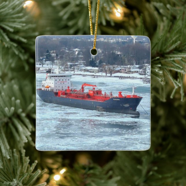 Winter Algoterra Great Sees Ship Freighter Keramikornament (Baum)
