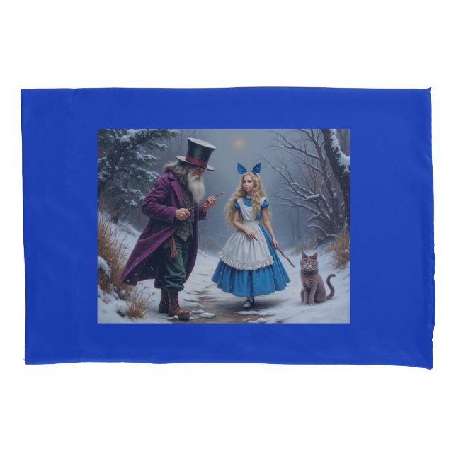 Winter Alice Blue Standard Pillowcase Kissenbezug (Vorderseite)