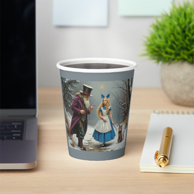 Winter Alice Grey Paper Cups Pappbecher (InSitu)