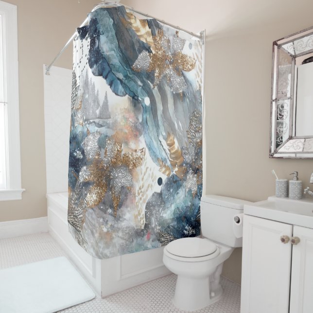 Winter Alkohol Tinte Art Dusche Vorhang (Beispiel)