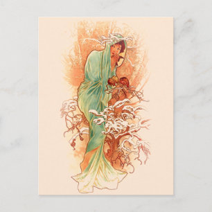 Winter - Alphonse Mucha Art Nouveau Postkarte