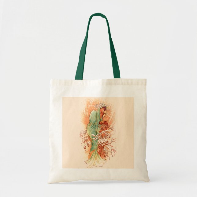 Winter - Alphonse Mucha Art Nouveau Tragetasche (Vorne)