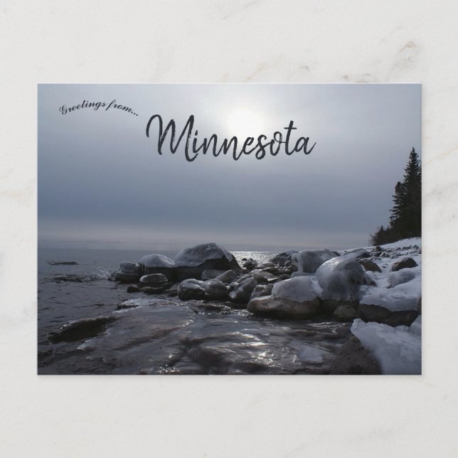 Winter am Lake Superior Minnesota Postkarte (Vorderseite)