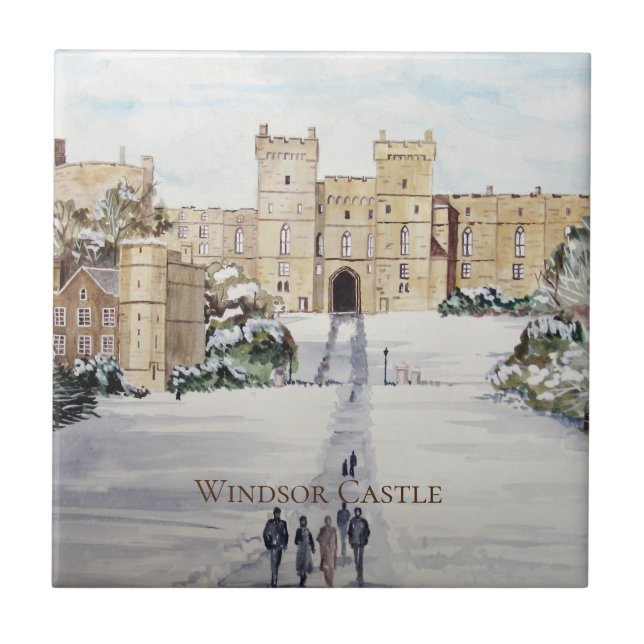 Winter am Windsor Castle Landschaftsbild Fliese (Vorderseite)