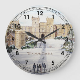 Winter am Windsor Castle Landschaftsbild Große Wanduhr