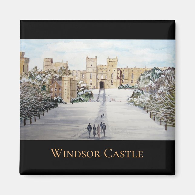 Winter am Windsor Castle Landschaftsbild Magnet (Vorne)