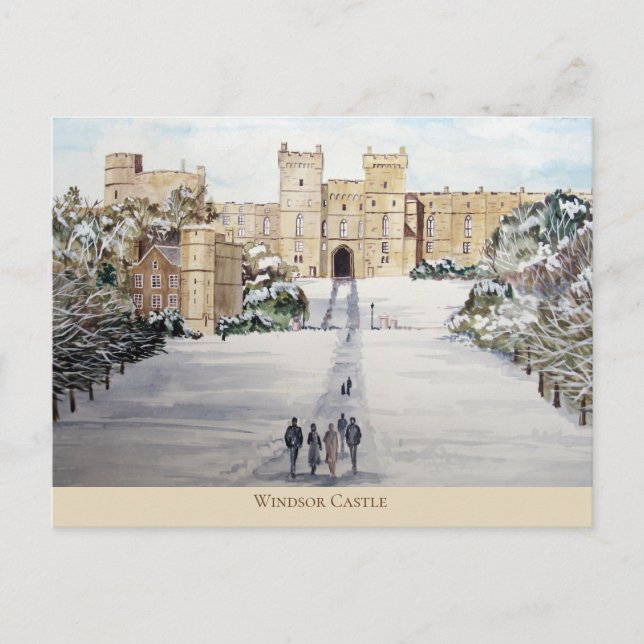 Winter am Windsor Castle Landschaftsbild Postkarte (Vorderseite)