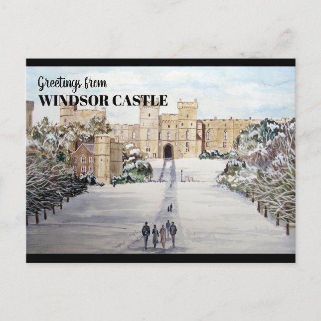 Winter am Windsor Castle Landschaftsbild Postkarte (Vorderseite)