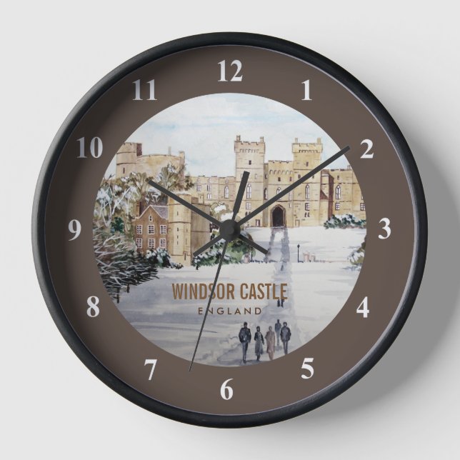 Winter am Windsor Castle Landschaftsbild Uhr (Vorderseite)
