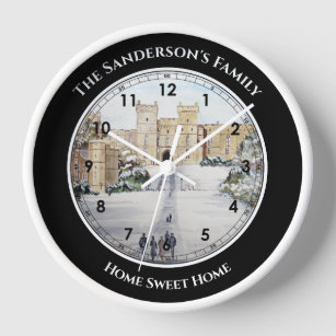 Winter am Windsor Castle Landschaftsbild Uhr