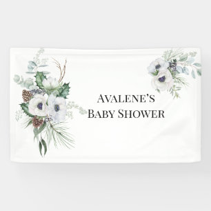 Winter Anemone Blautönen handgemalte Hochzeit Banner