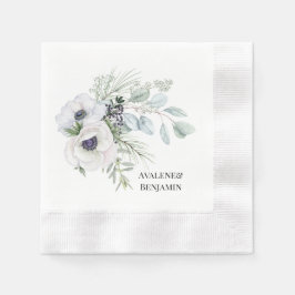 Winter Anemone Blumen Hand bemalt Hochzeit Serviette
