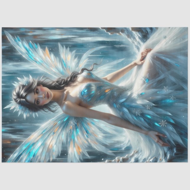 Winter Angel Fairy Ice Kingdom Fantasy Decoupage Seidenpapier (Vorderseite)