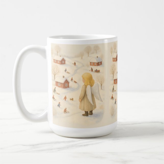 Winter Angel Mug Christmas Village Gift Kaffeetasse (Links)