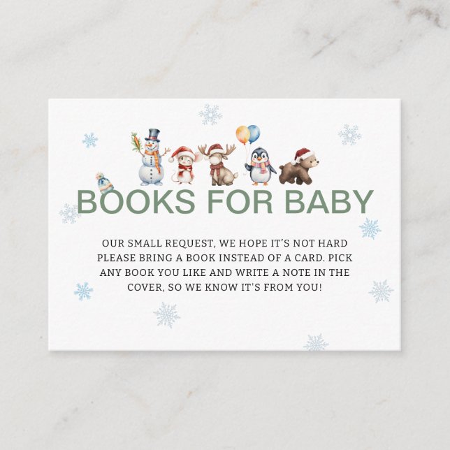 Winter Animal Baby Shower Books For Baby Begleitkarte (Vorderseite)