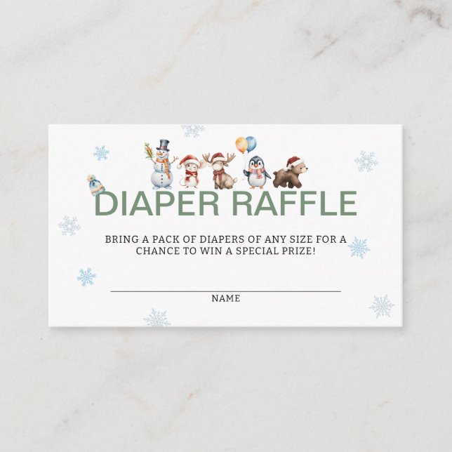 Winter Animal Baby Shower Diaper Raffle  Begleitkarte (Vorderseite)