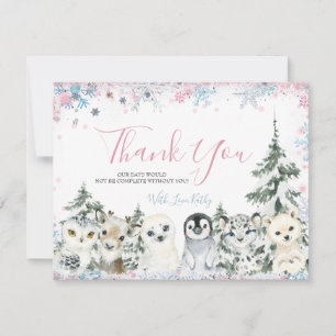 Winter Animal Gender Offenbarung er oder sie Schne Dankeskarte