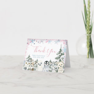 Winter Animal Gender-Offenlegung Dankeskarte