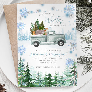 Winter Animal Onederland 1. Geburtstag Einladung