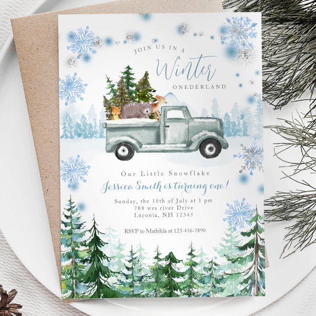 Winter Animal Onederland 1. Geburtstag Einladung (Von Creator hochgeladen)