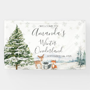 Winter Animal Silver Snowflakes Baby Dusche groß Banner