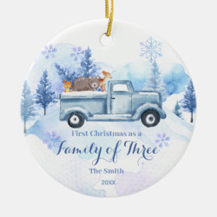 Winter Animal Snow Weihnachten als Familie von dre Keramik Ornament