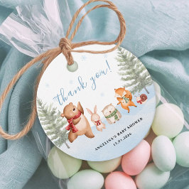 Winter Animals Woodland Baby Shower Thank You Geschenkanhänger