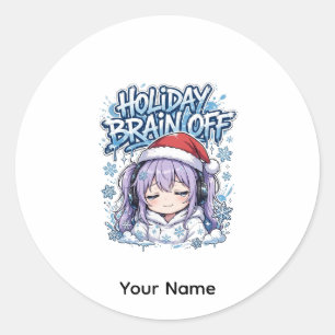 Winter-Anime-Weihnachtssticker Schlafgeschenk Runder Aufkleber