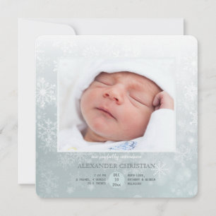 Winter-Ankunfts-Foto-Geburts-Mitteilung Ankündigung