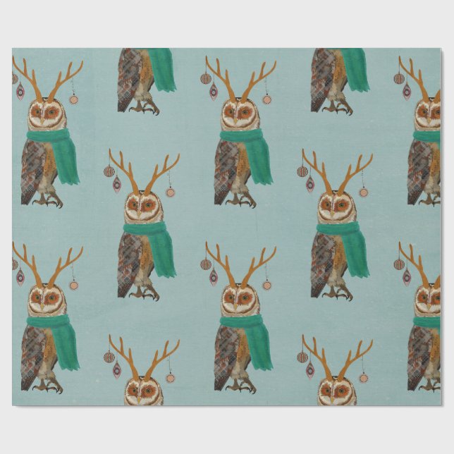 WINTER ANTLER OWL Geschenkpapier (Flach)