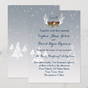 Winter Antlers Boho Wedding Einladung