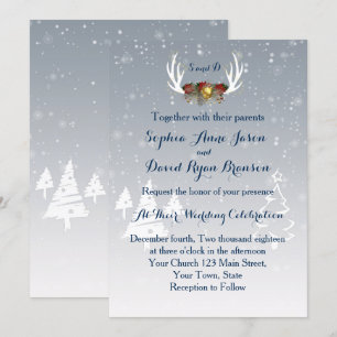 Winter Antlers Boho Wedding Einladung