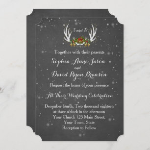 Winter Antlers Chalkboard Hochzeit Einladung