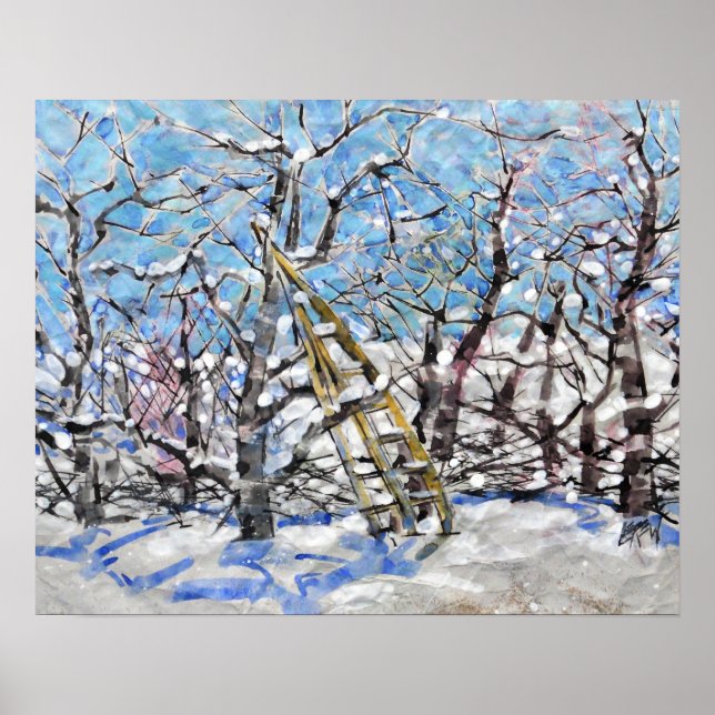 Winter-Apfelbaumschnitt / Künstler Larry Lerew Poster (Vorne)