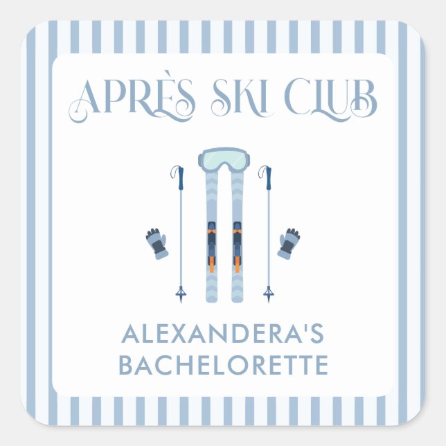 Winter Apre Ski Junggeselinnen-Abschied Quadratischer Aufkleber (Vorderseite)