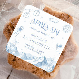 Winter-Apres-Ski-Junggesellinnen-Abschiedsparty Quadratischer Aufkleber