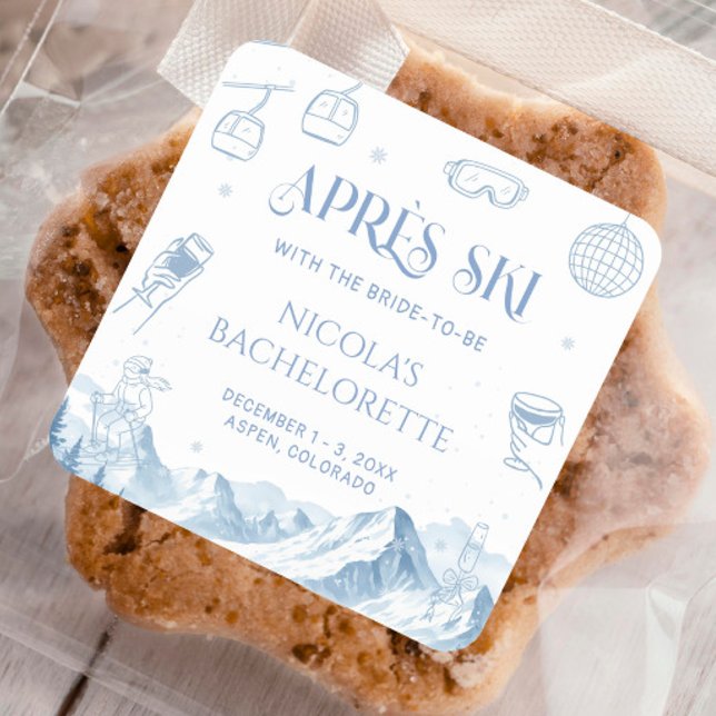 Winter Après-Ski-Junggesellinnenabschied Quadratischer Aufkleber (Von Creator hochgeladen)