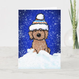 Winter Apricot Doodle Urlaubskarte Feiertagskarte