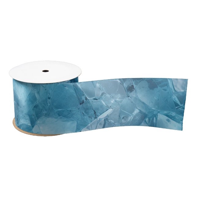 Winter Aqua Blue Ice Schneeflocken Satinband (Spule)