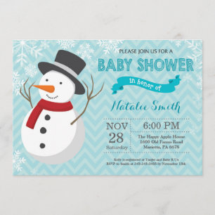 Winter-Aqua-Schneemann-Babyparty-Einladung Einladung