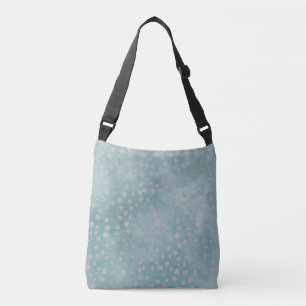 Winter Aqua & Silver Glitzer Polka Dots Tragetaschen Mit Langen Trägern