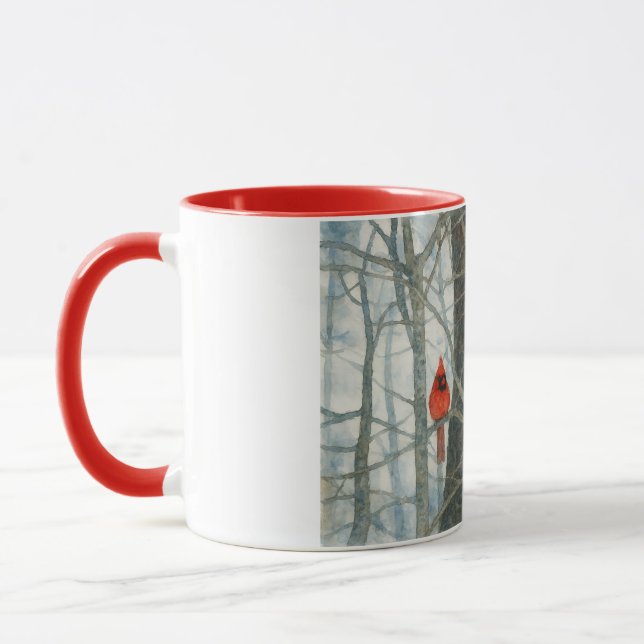 Winter-Aquarell-Kardinäle Tasse (Links)