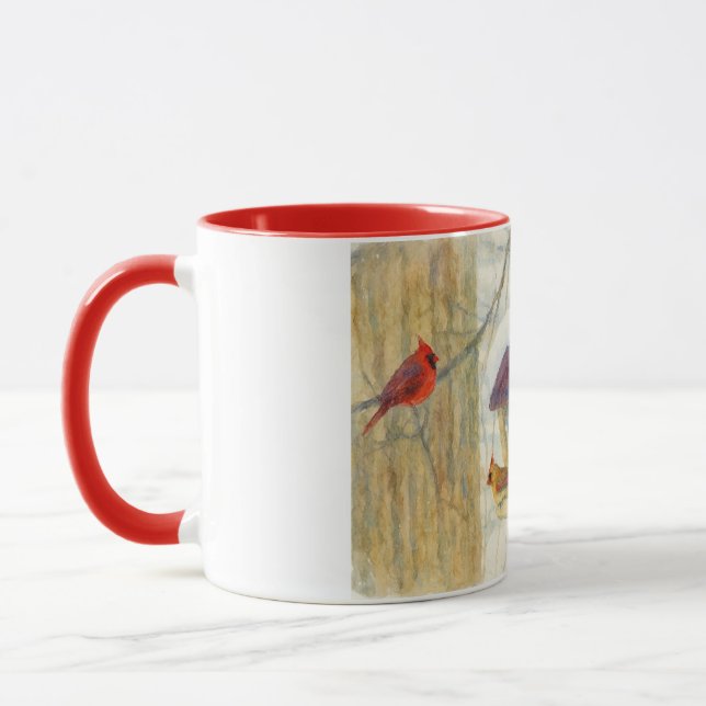 Winter-Aquarell-Kardinäle Tasse (Links)