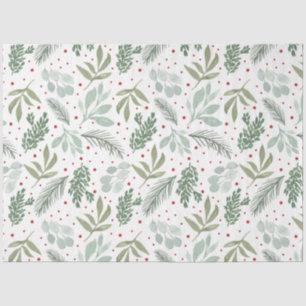 Winter Aquarell Pinien Berry Holiday Garland Grün Seidenpapier