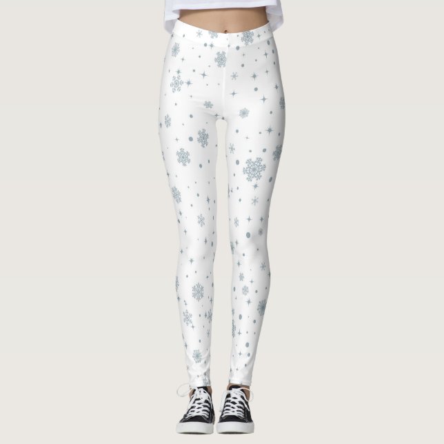 Winter-Aquarell-Schneeflocke-Weihnachten Leggings (Vorderseite)